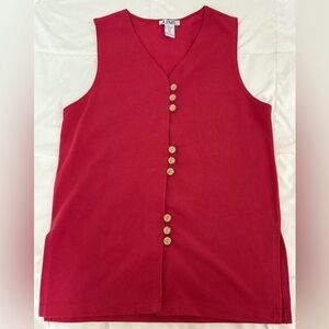 Vintage 90s JL Plum Red Button-Up Sleeveless Vest Top Medium Grammycore EUC